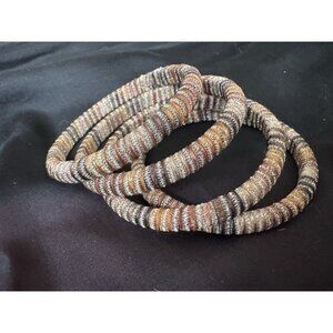 Cara NY Woven Brown Gold Textured Stacked Bracelet Set of 4 NEW